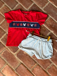 Busy Bee Smocks Red White Blue Smocked Set 3T