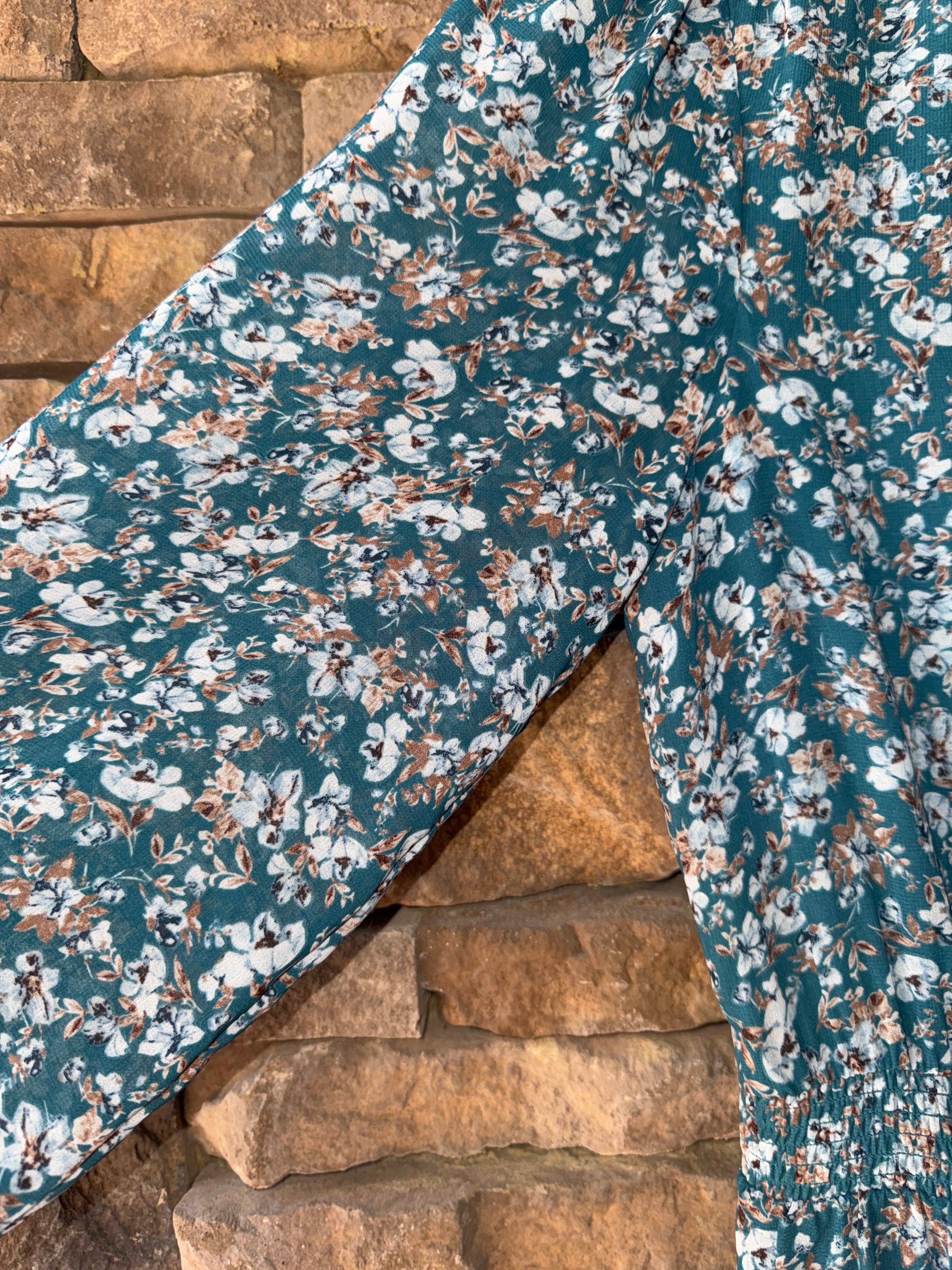 1 State LS Green Floral Maxi M