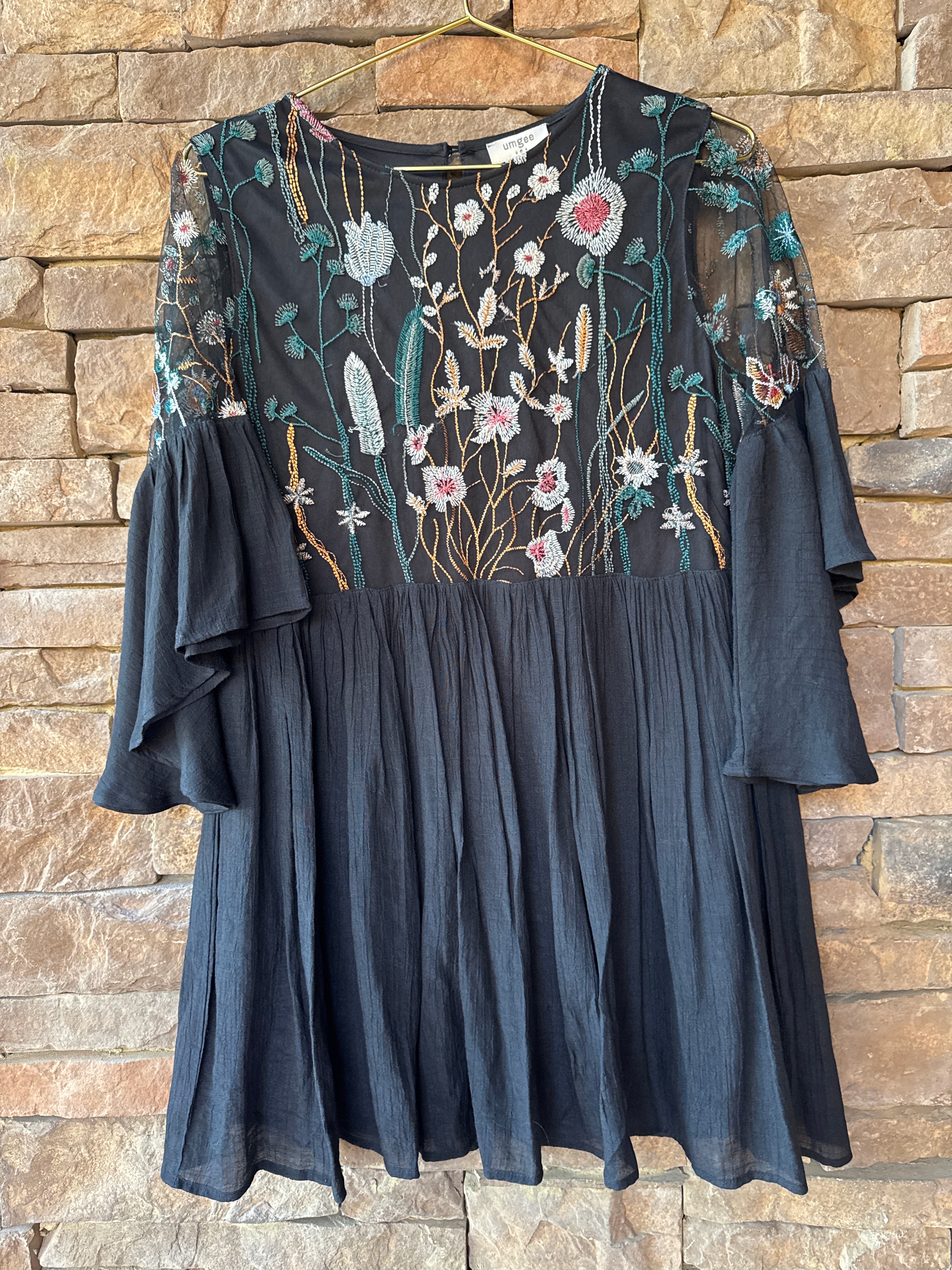 Umgee Black Embrio Floral Dress S