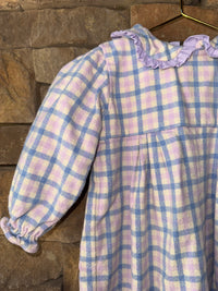 James & Lottie Knit Purple Gingham Romper 12m