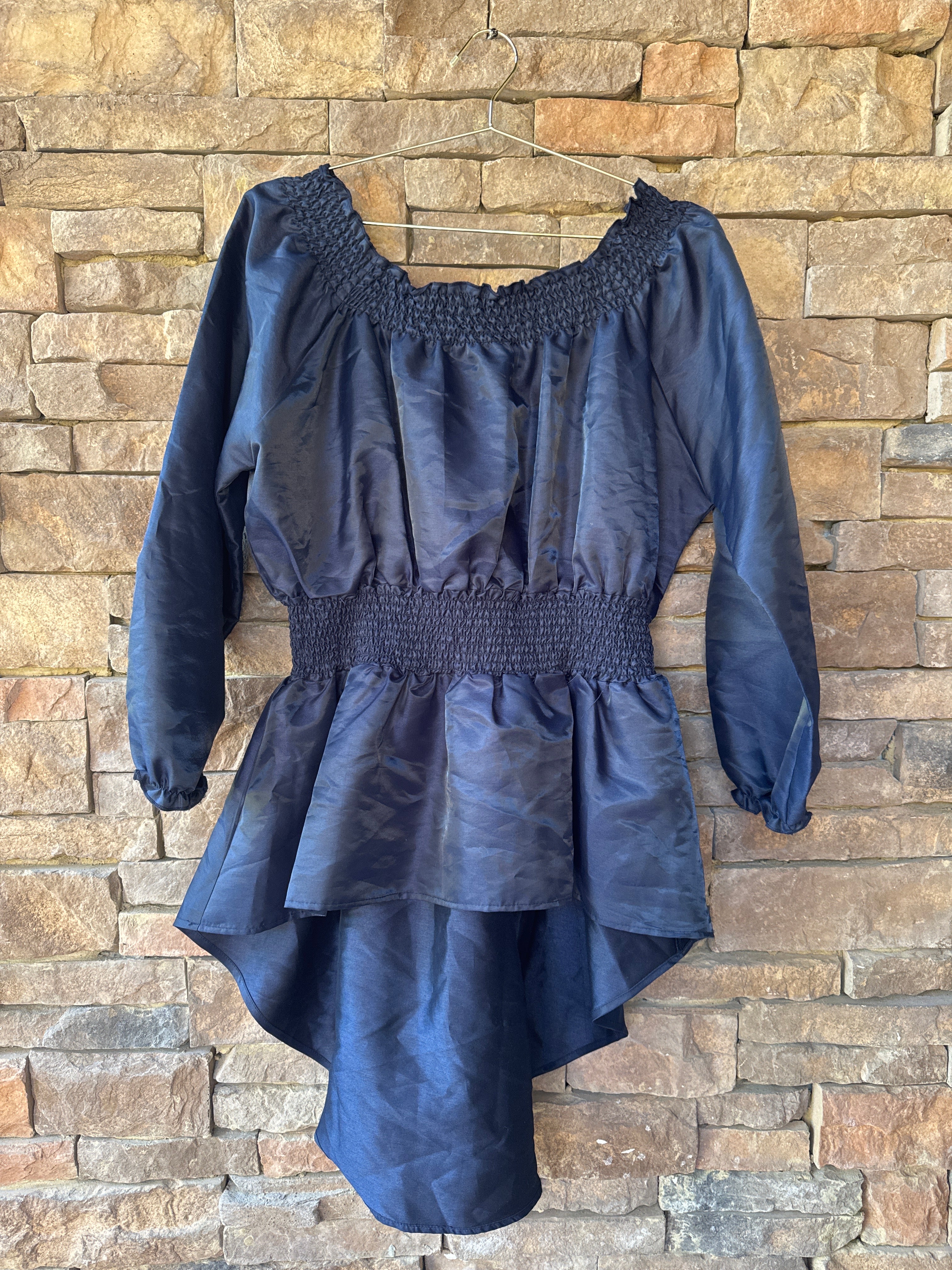 Eien Denim Print High Low Top XXL