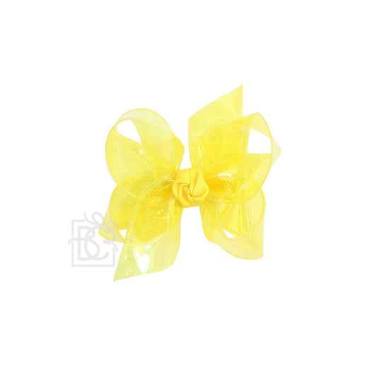 WATERPROOF BOWS ON ALLIGATOR CLIP: 4.5" Large - 1.5" Ribbon on Alligator Clip / BRIGHT YELLOW