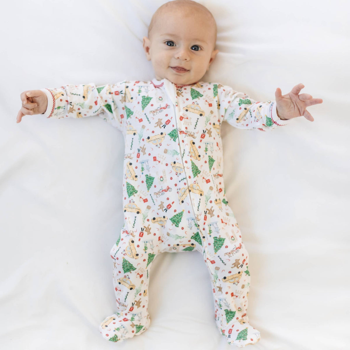 Christmas in the City Print Zip Footie