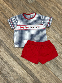 Busy Bee Smocks Little Red Wagon Set 18m