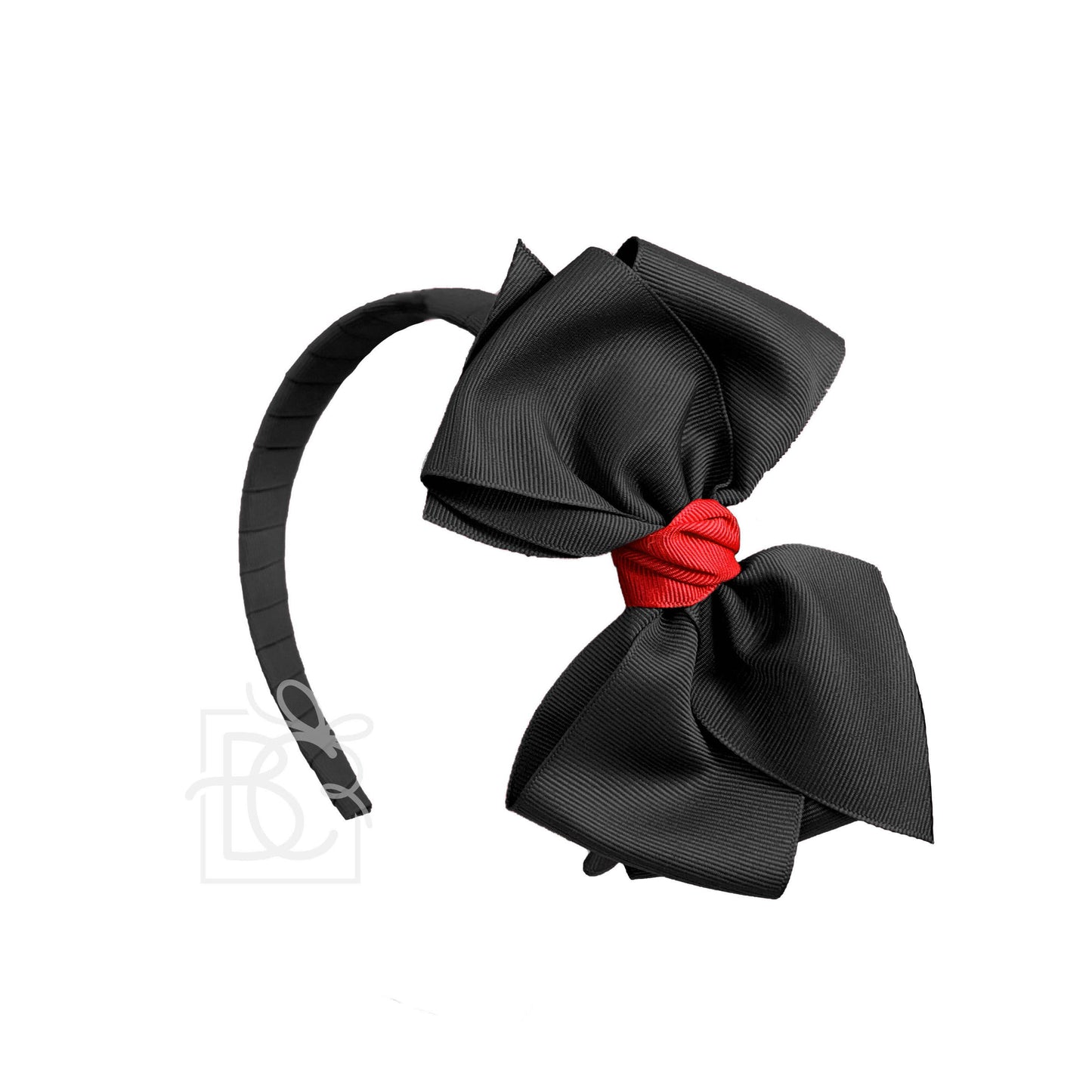 3/4" Hard Headband w/ 6" Grosgrain Bow w/ Euro Knot: Red