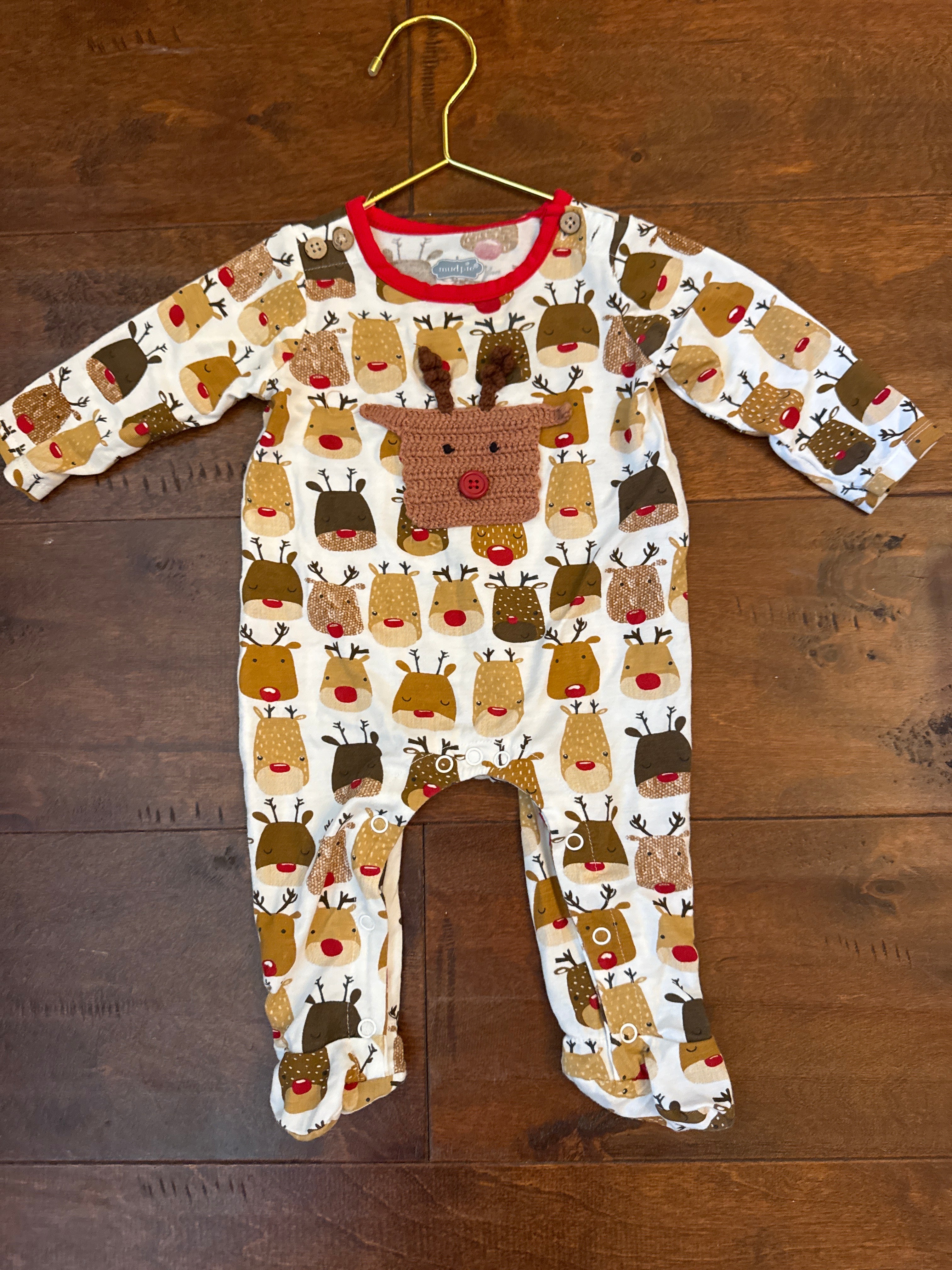Mudpie Reindeer Footie 0-3m