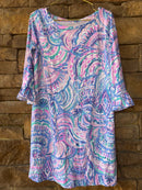 Lilly Pulitzer Shell Print Ruffle Sleeve Dress M (6-7)