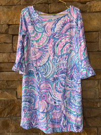 Lilly Pulitzer Shell Print Ruffle Sleeve Dress M (6-7)