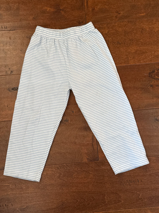 Blue and White Stripe Pima Cotton Knit Pant 4T