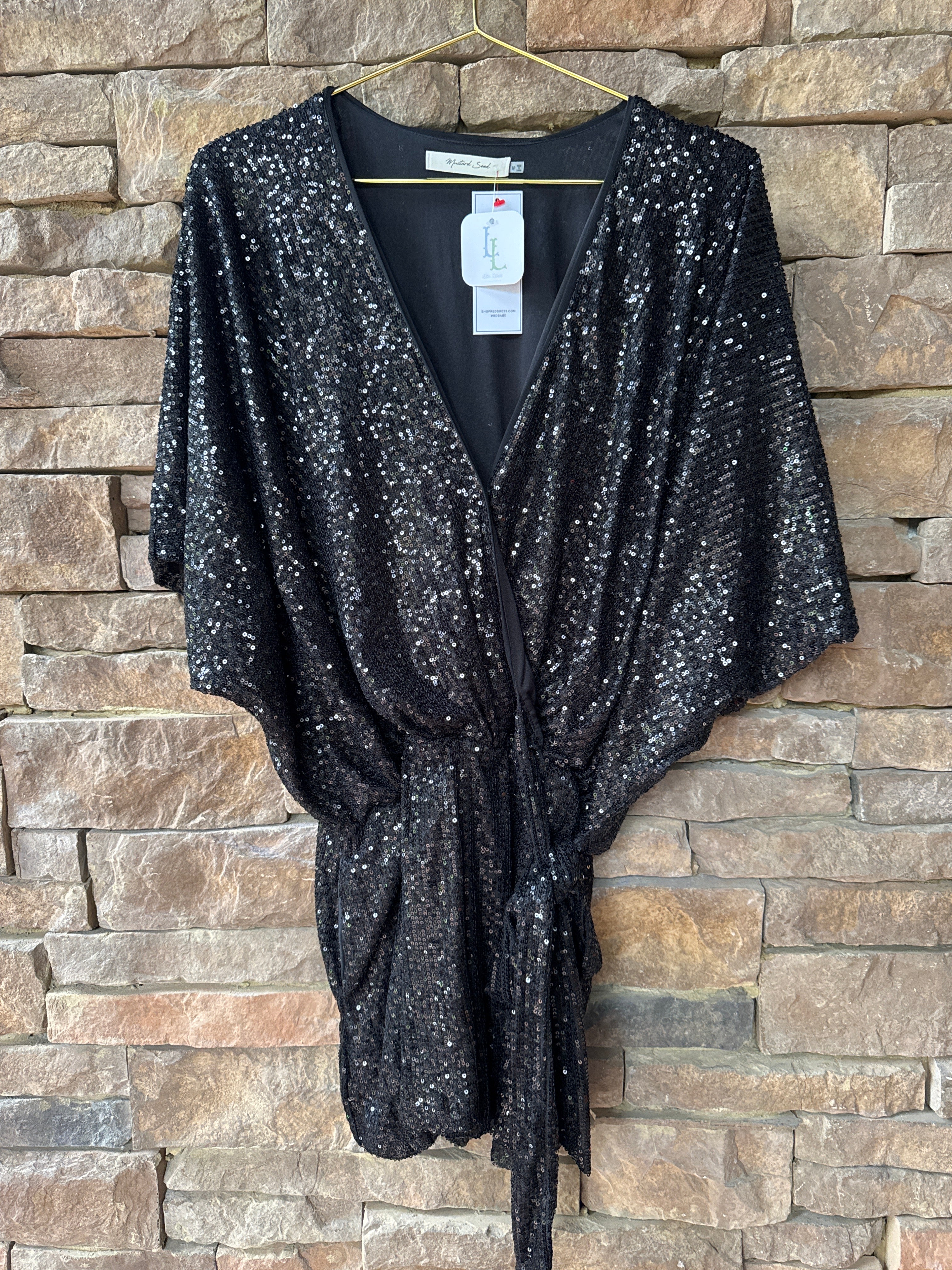 No other Way Black Sequin Romper M