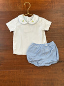 Petit Bebe Sailboat Peter Pan Collar Diaper Set 12m
