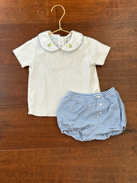 Petit Bebe Sailboat Peter Pan Collar Diaper Set 12m