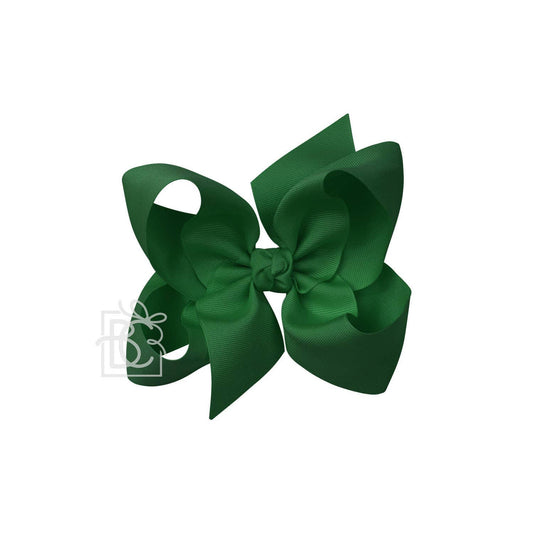 SIGNATURE GROSGRAIN BOW ON CLIP: 6.5" Jumbo - 2.25" Ribbon on Lg. Alligator Clip / FOREST GREEN