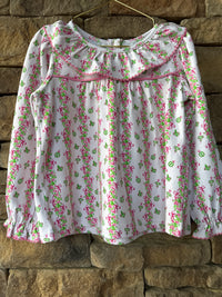 Smockingbird Ornament Ruffle Collar Knit Shirt 3T