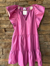 Buddy Love Ronnie Ruffle Sleeve Short Dress Pink XS