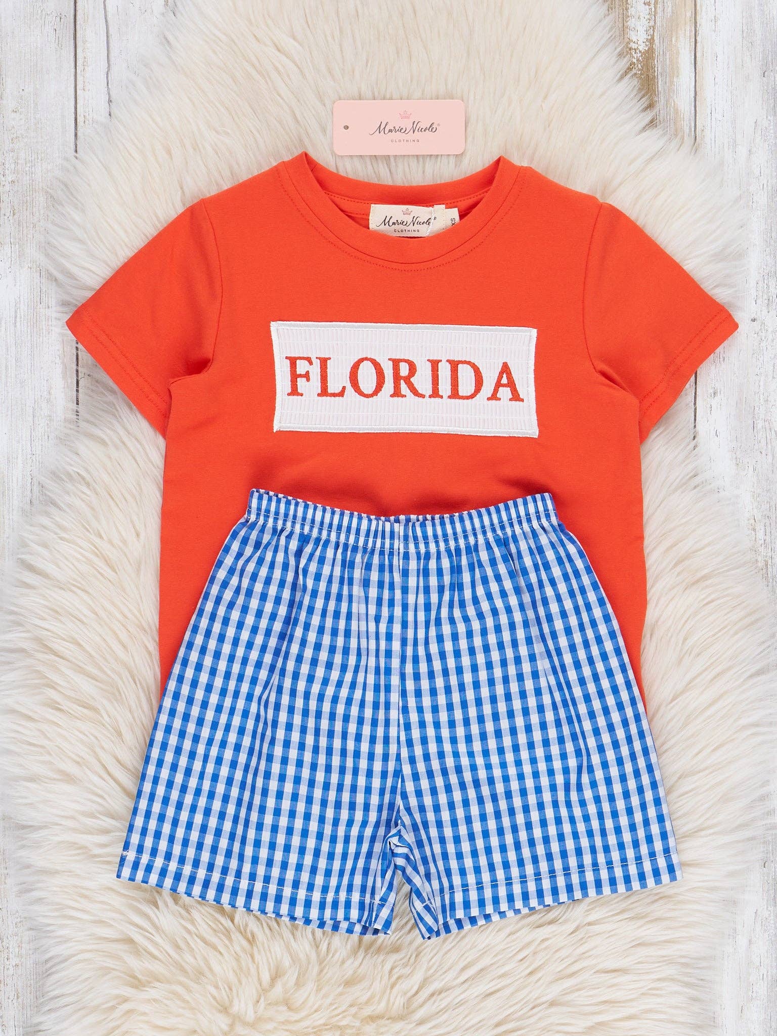 Florida Smocked Gingham Outfit: M(3yrs)