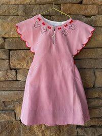 The Proper Peony Mouse Embro Red Pinstripe Dress 2T
