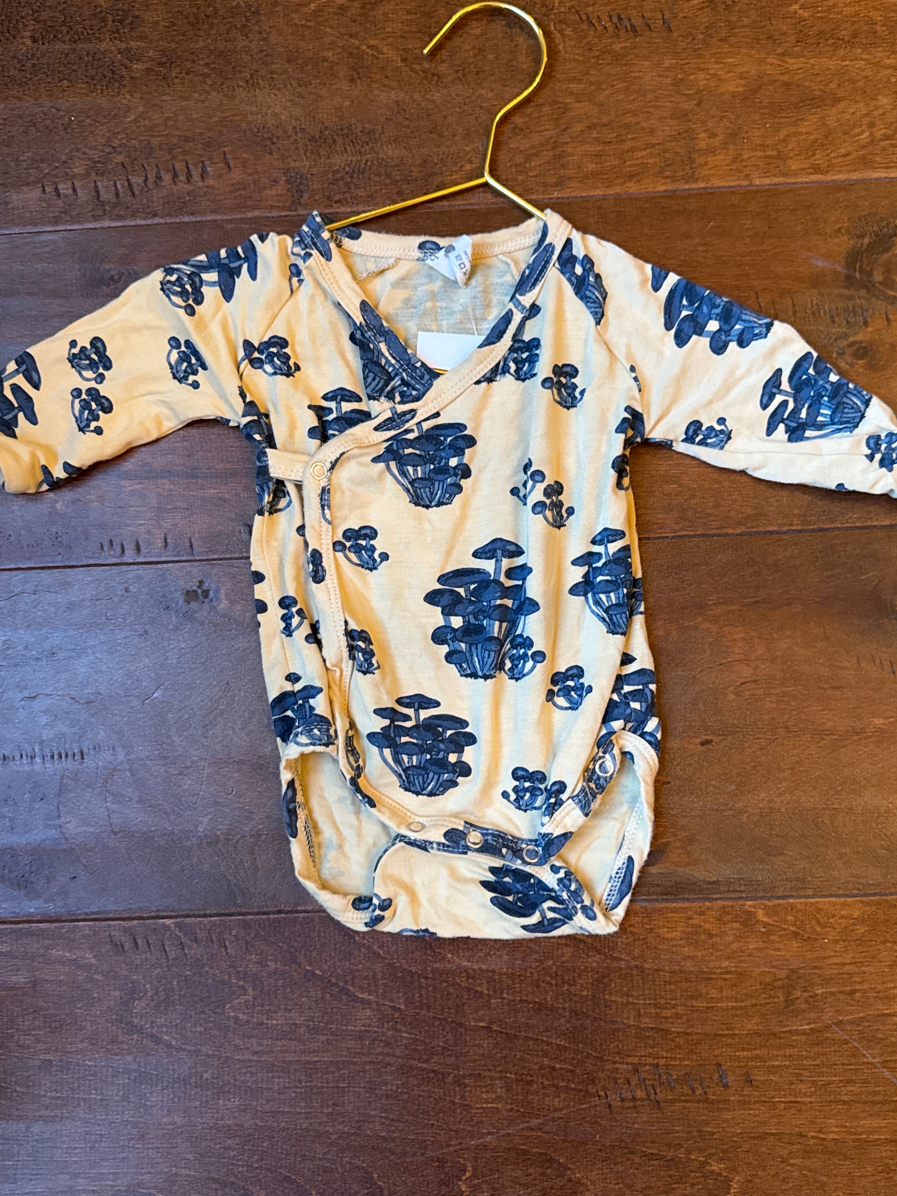 Kate Quinn Gold and Blue Bamboo Onesie 0-3m