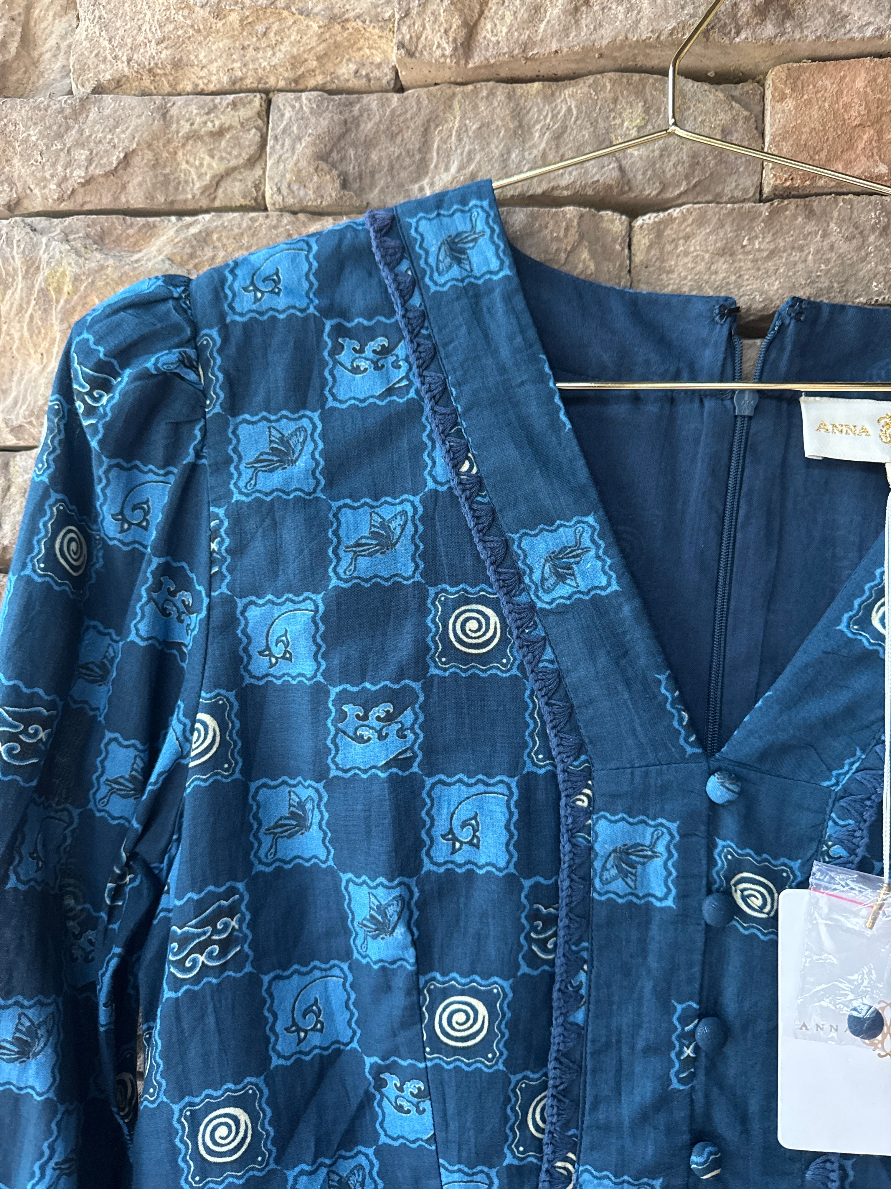 Anna Cate Emma Dress in Blue Block S