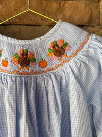 Cecil and Lou Turkey Smocked Bubble 12m