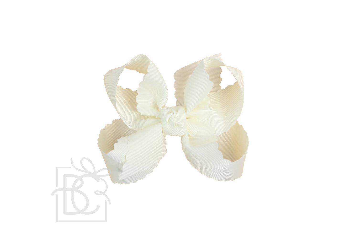 SCALLOPED EDGE BOW: Powder Pink / 4.5" Large - 1.5" Ribbon on Alligator Clip