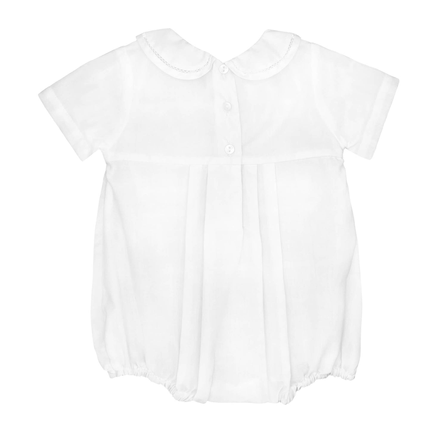 White Romper with Smocking and Peter Pan Collar