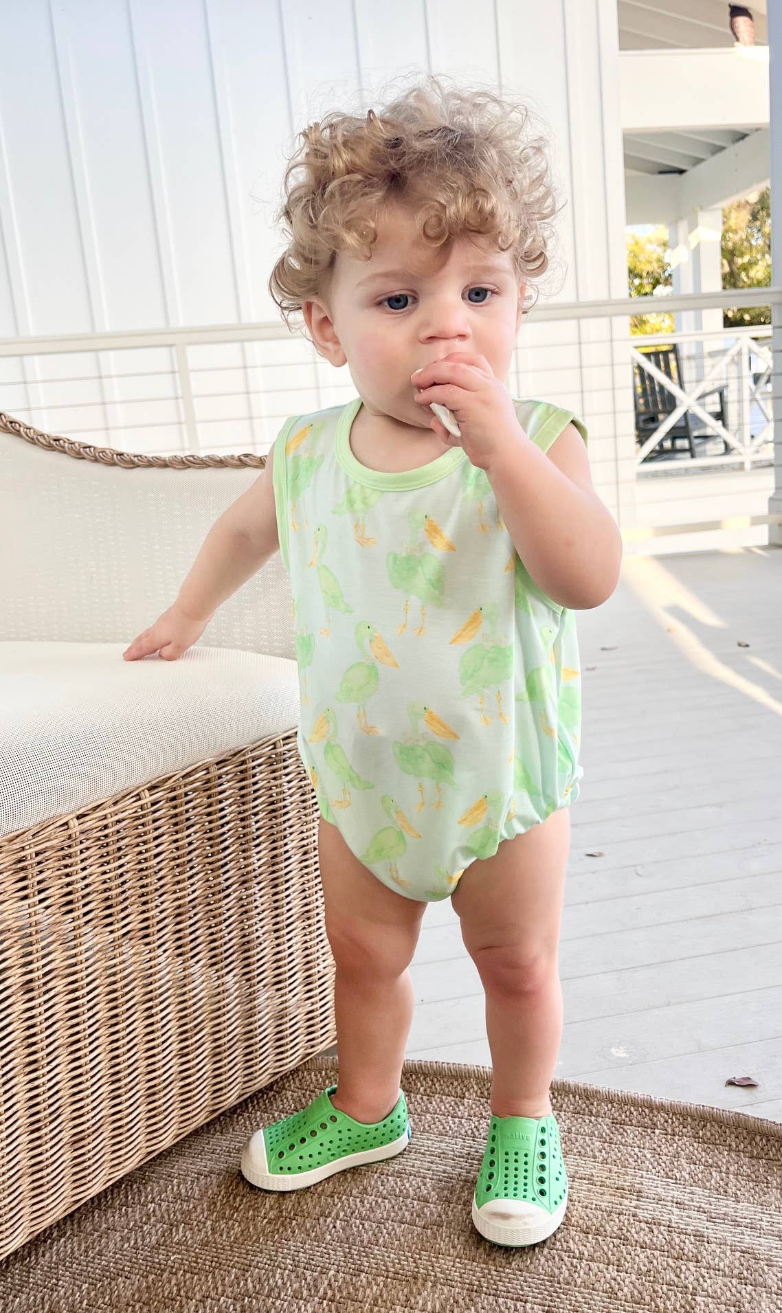Mint Pelican Bubble Romper: 18-24M