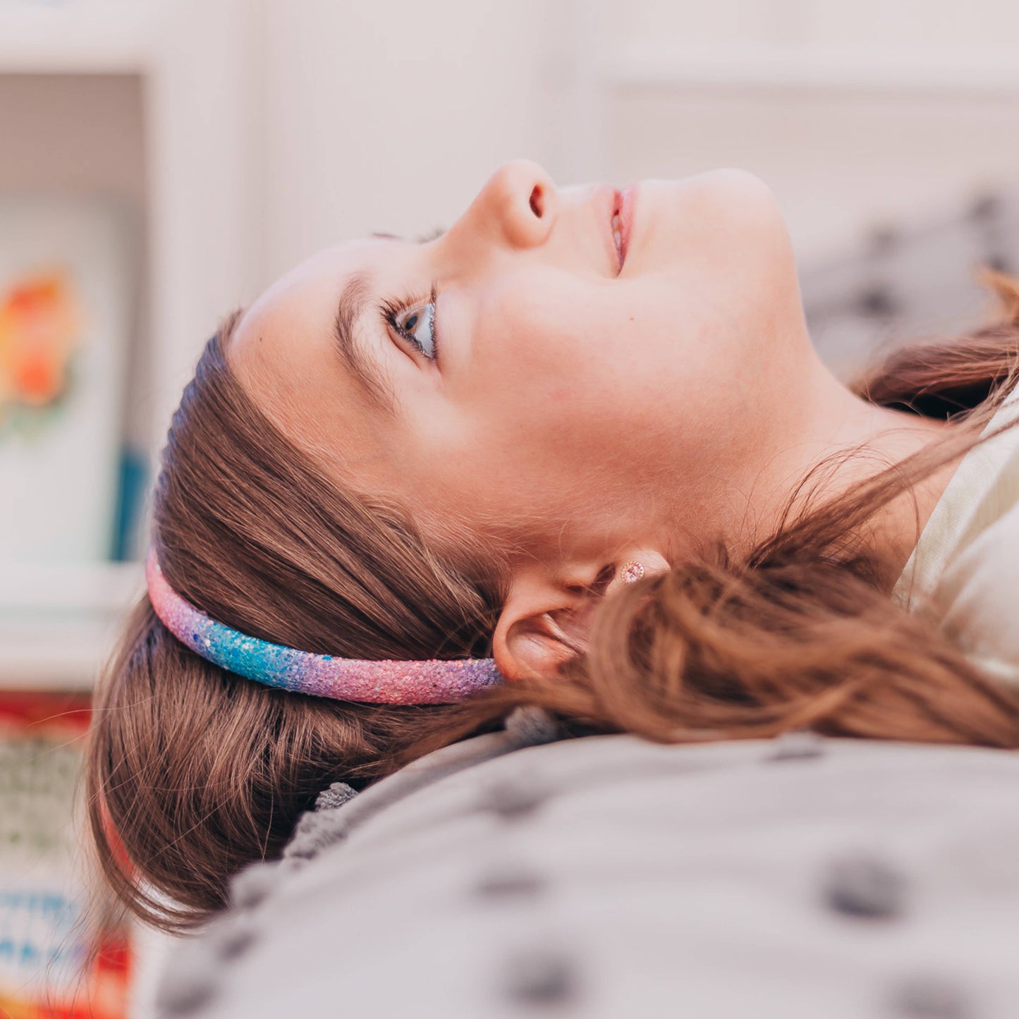 Glitter Headband - Thin Hairbands for Kids: Purple