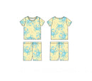 Yellow/Blue Crab Two Piece PJ Short Set: 2/3T