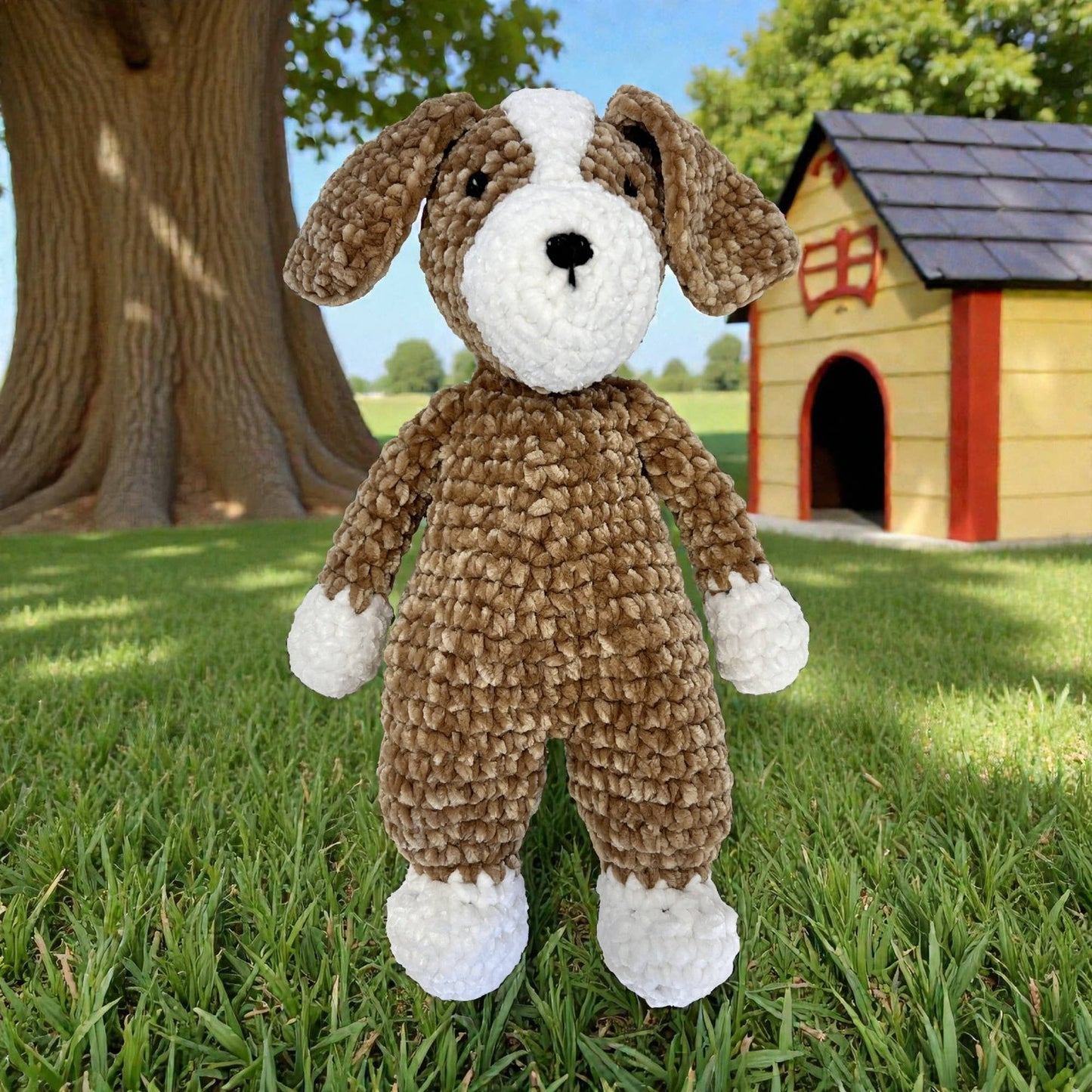 Bosco the Dog Chenille Crochet Doll: 12"