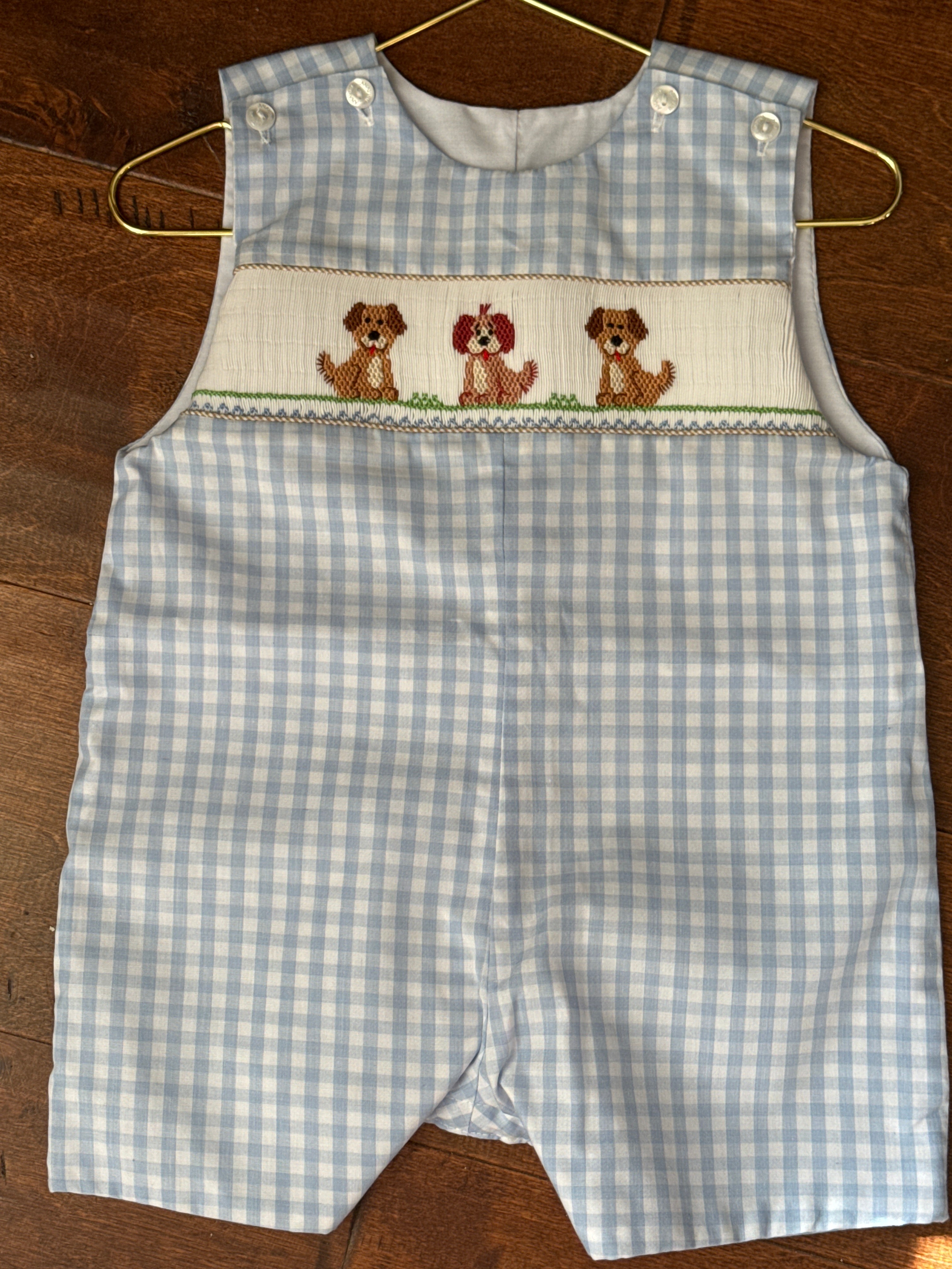 Velani Classics Puppy Smocked Shortall 9M