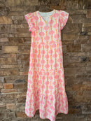 Jade Maxi Dress in Pink Fans S