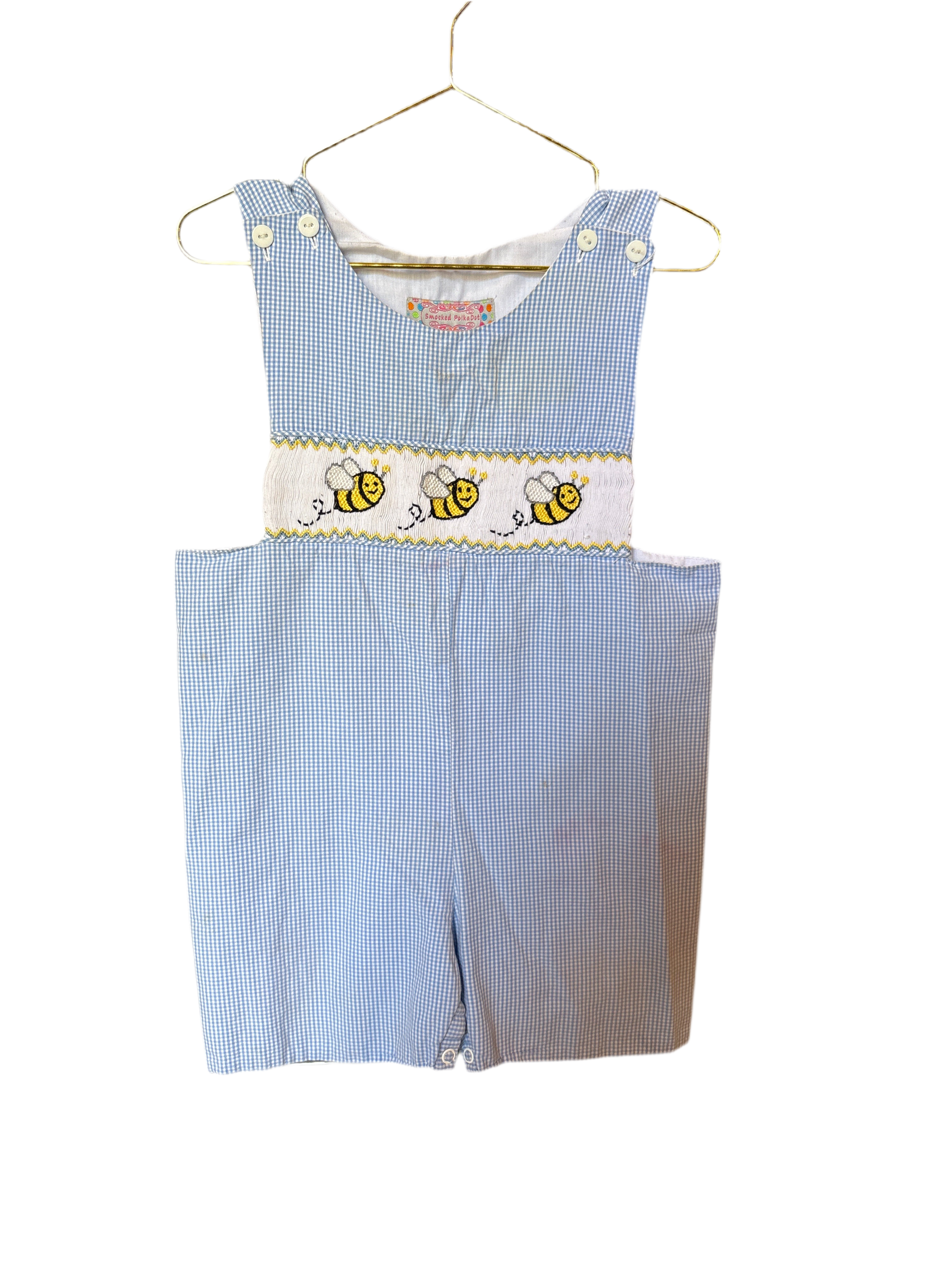 Smocked polka dot bee Jon Jon 3T
