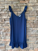 Jack by BB Dakota Navy Strap Ruffle Hem Dress M