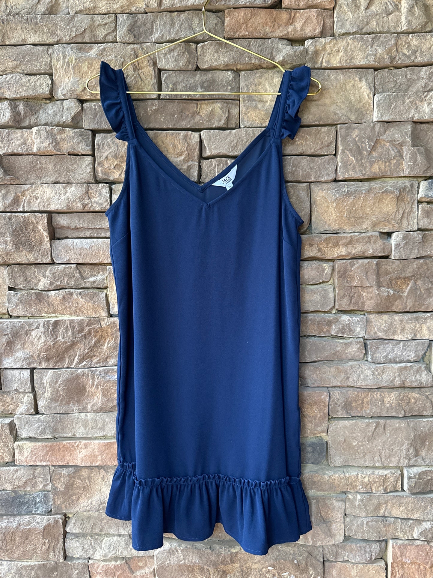 Jack by BB Dakota Navy Strap Ruffle Hem Dress M