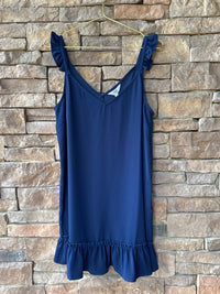 Jack by BB Dakota Navy Strap Ruffle Hem Dress M