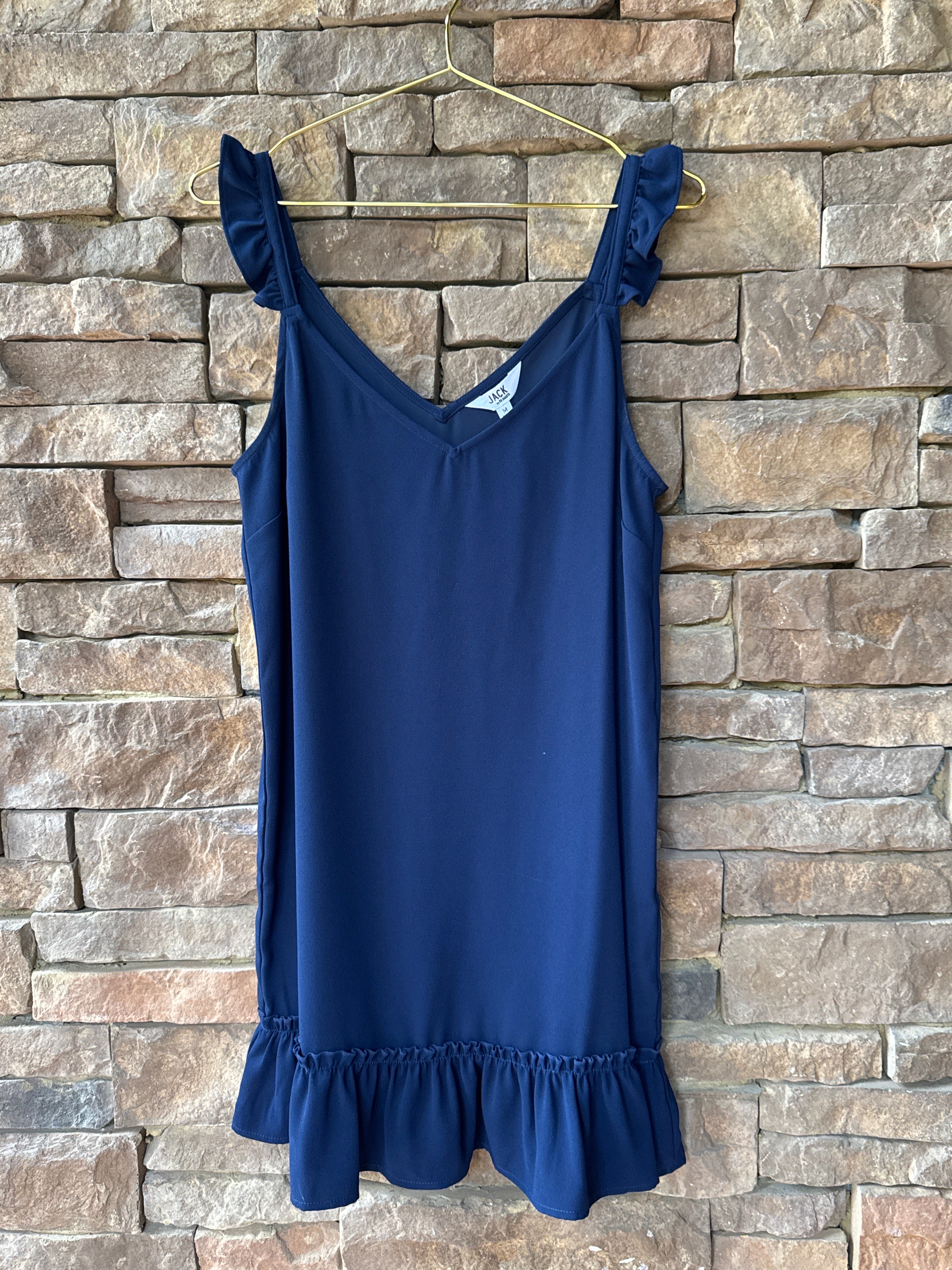 Jack by BB Dakota Navy Strap Ruffle Hem Dress M