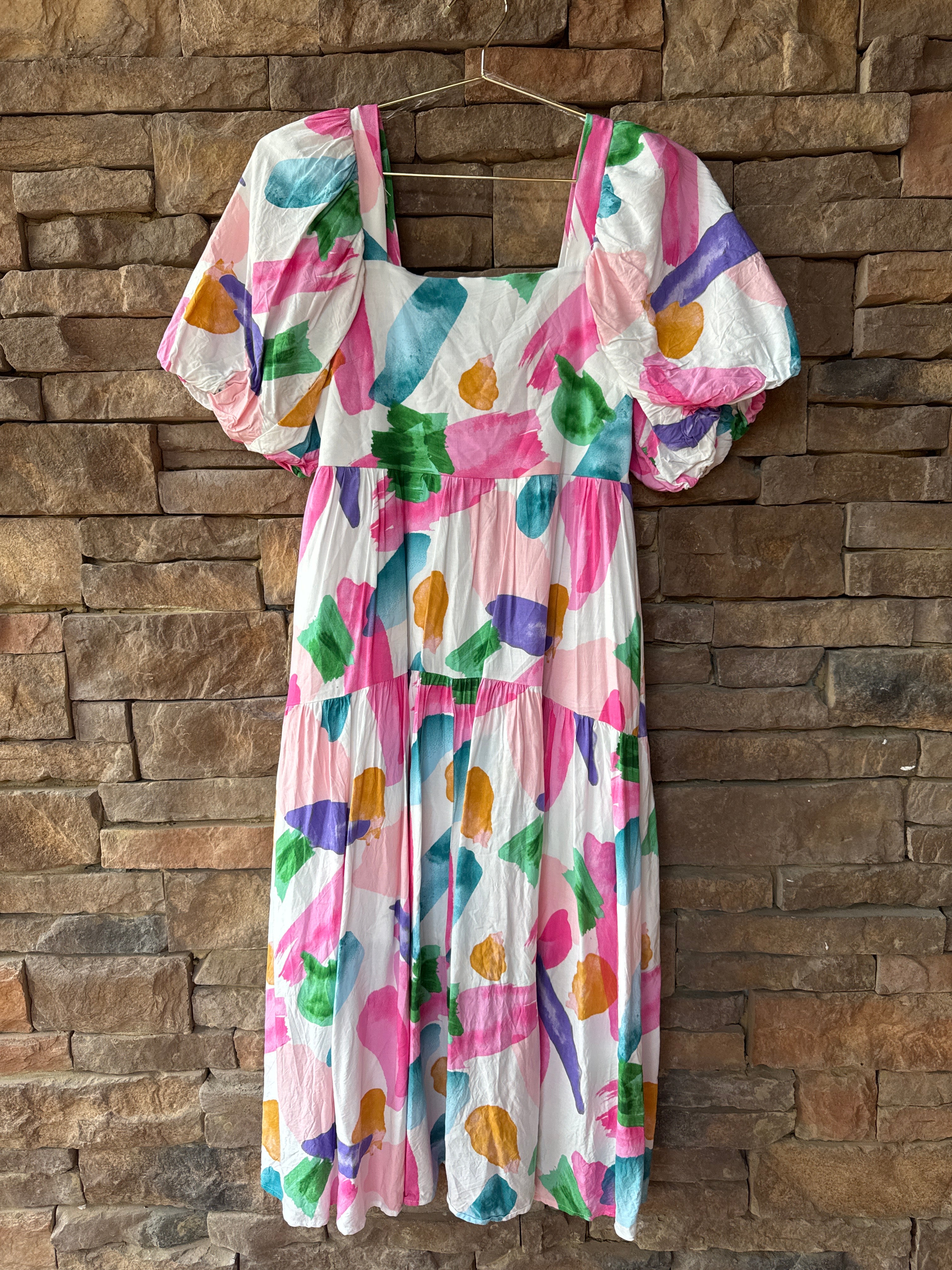 Entro Watercolor Maxi Dress L