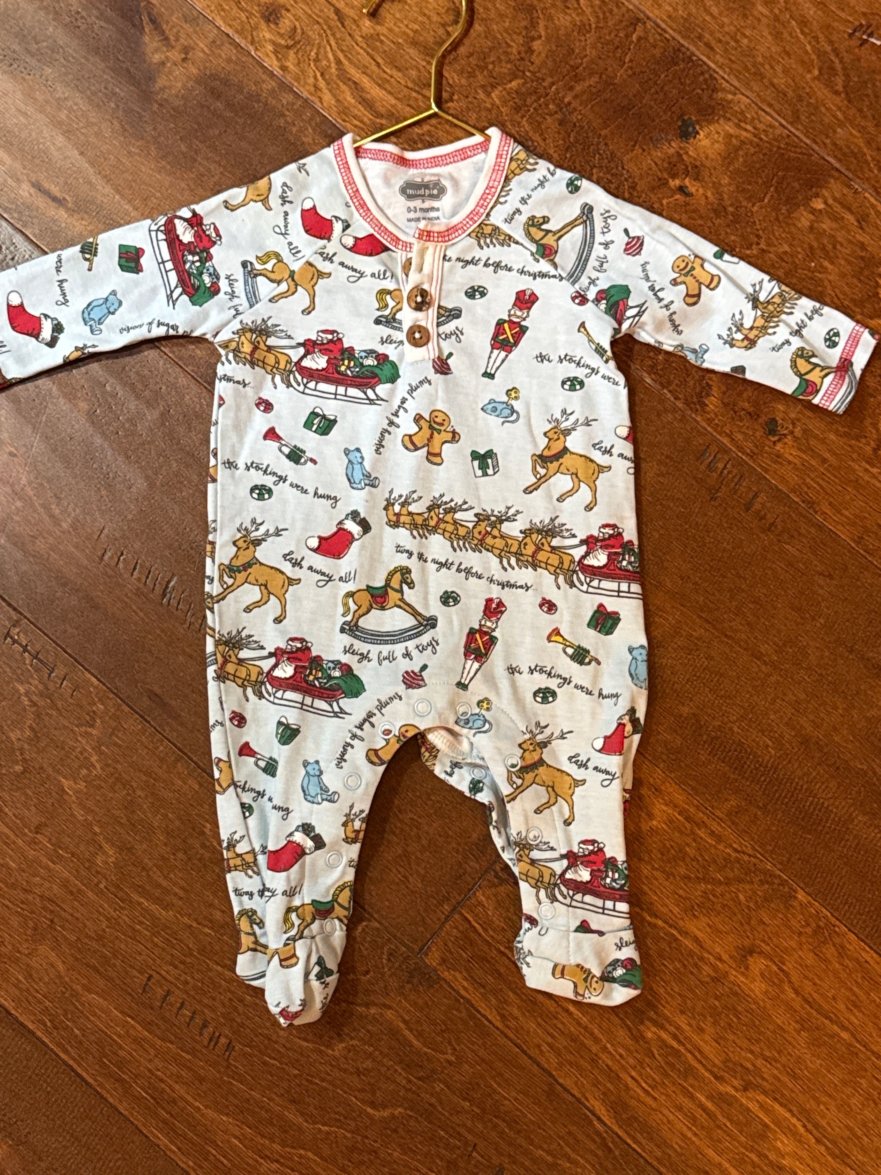 Mudpie Christmas Footie 0-3m