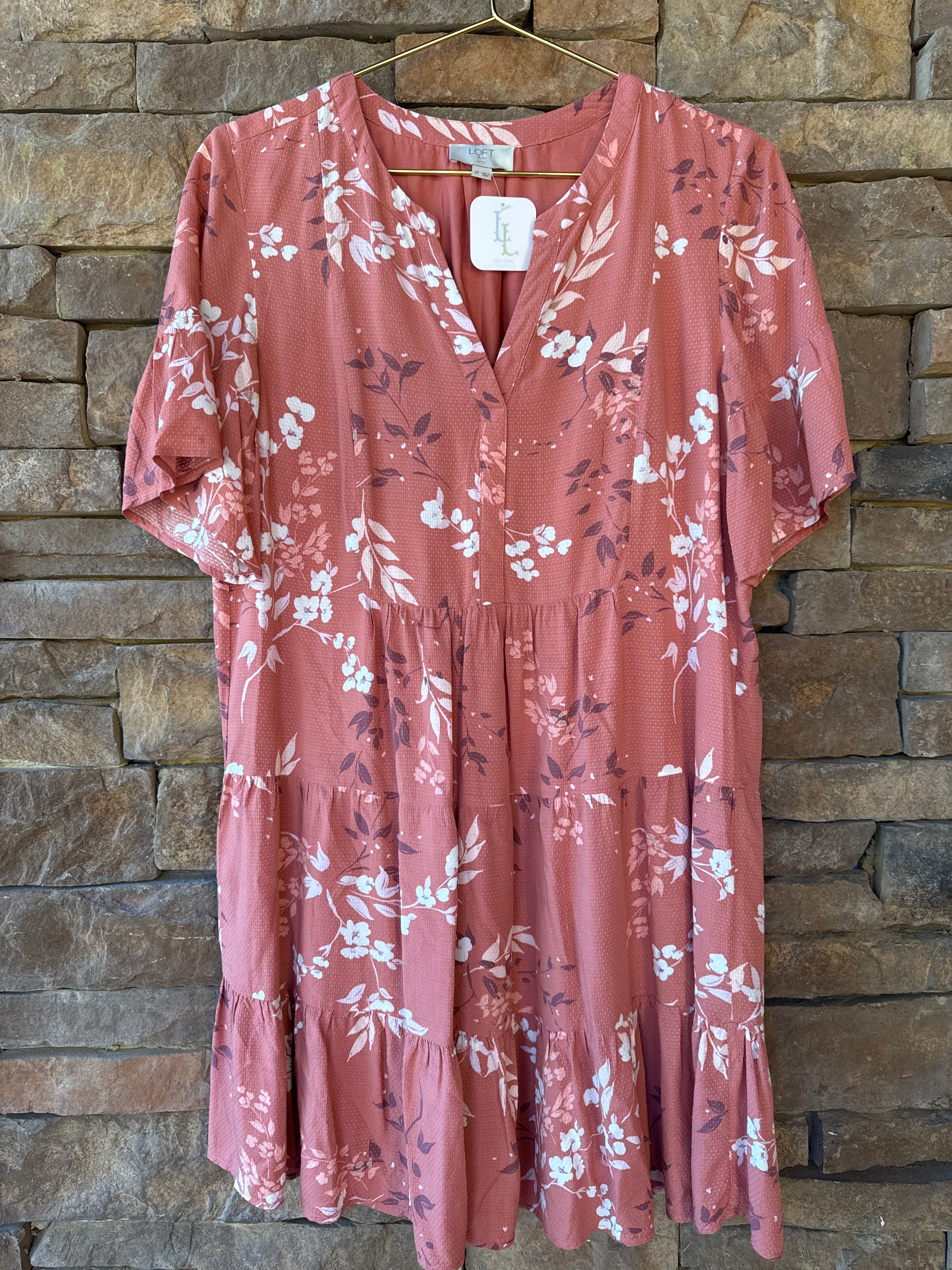 Loft Mauve Floral Dress S
