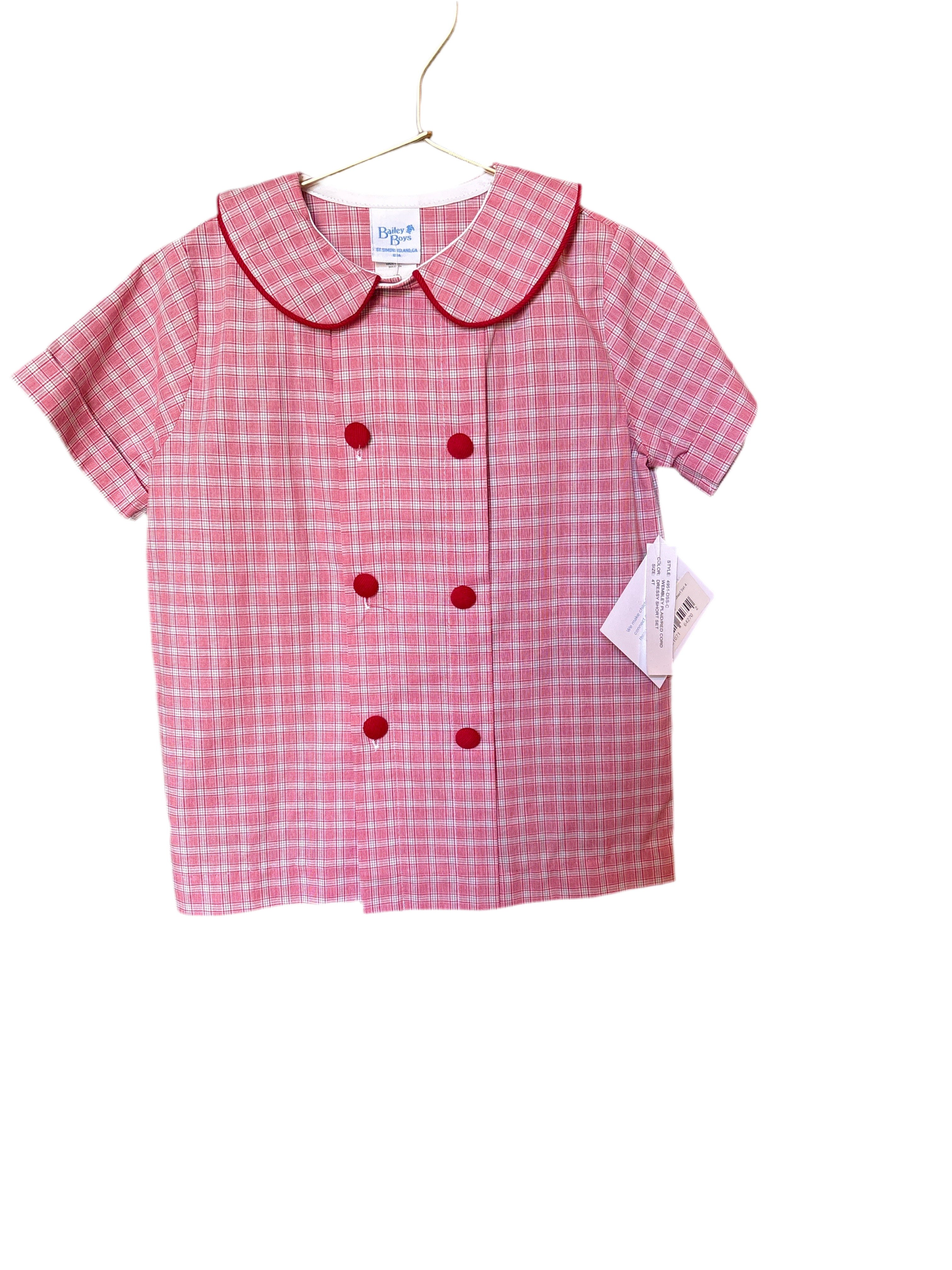 Bailey Boys Two Piece Gingham Set Red