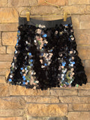 QOS Black Sequin Skirt M