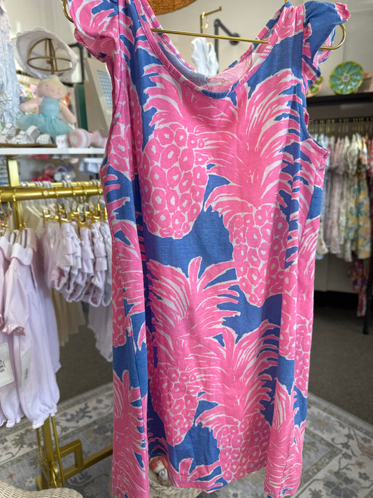 Lilly Pulitzer Pineapple Flutter Sleeve Dress M 6-7