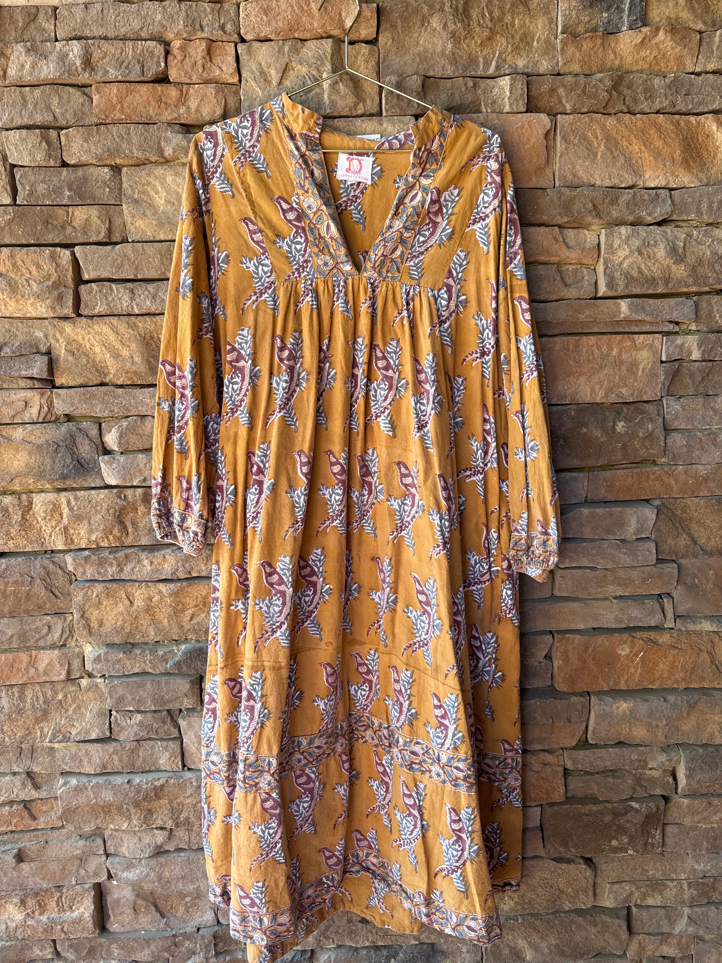 Victoria Dunn Long Sleeve Marigold Maxi M