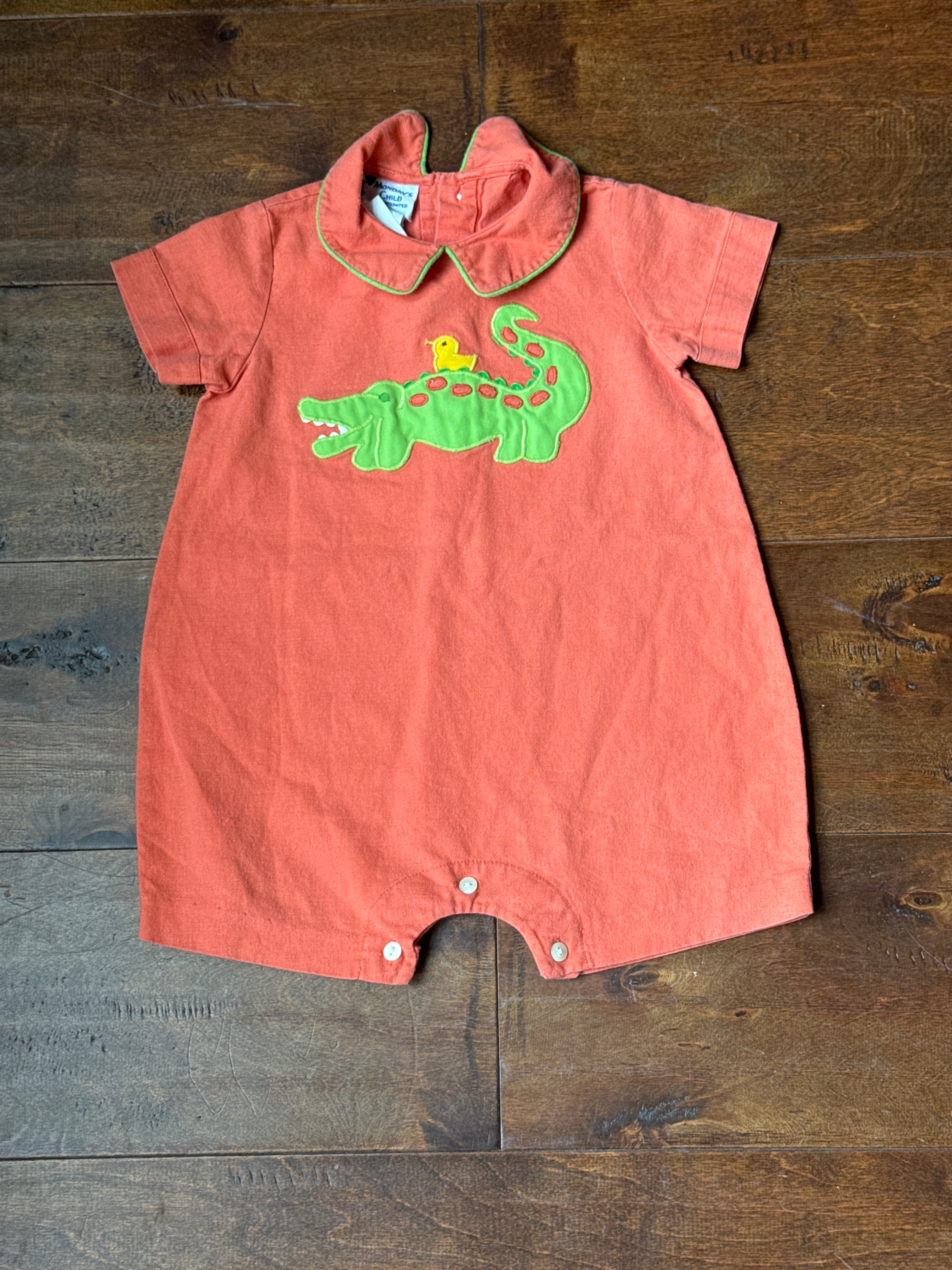 Monday's Child Alligator Romper 12M