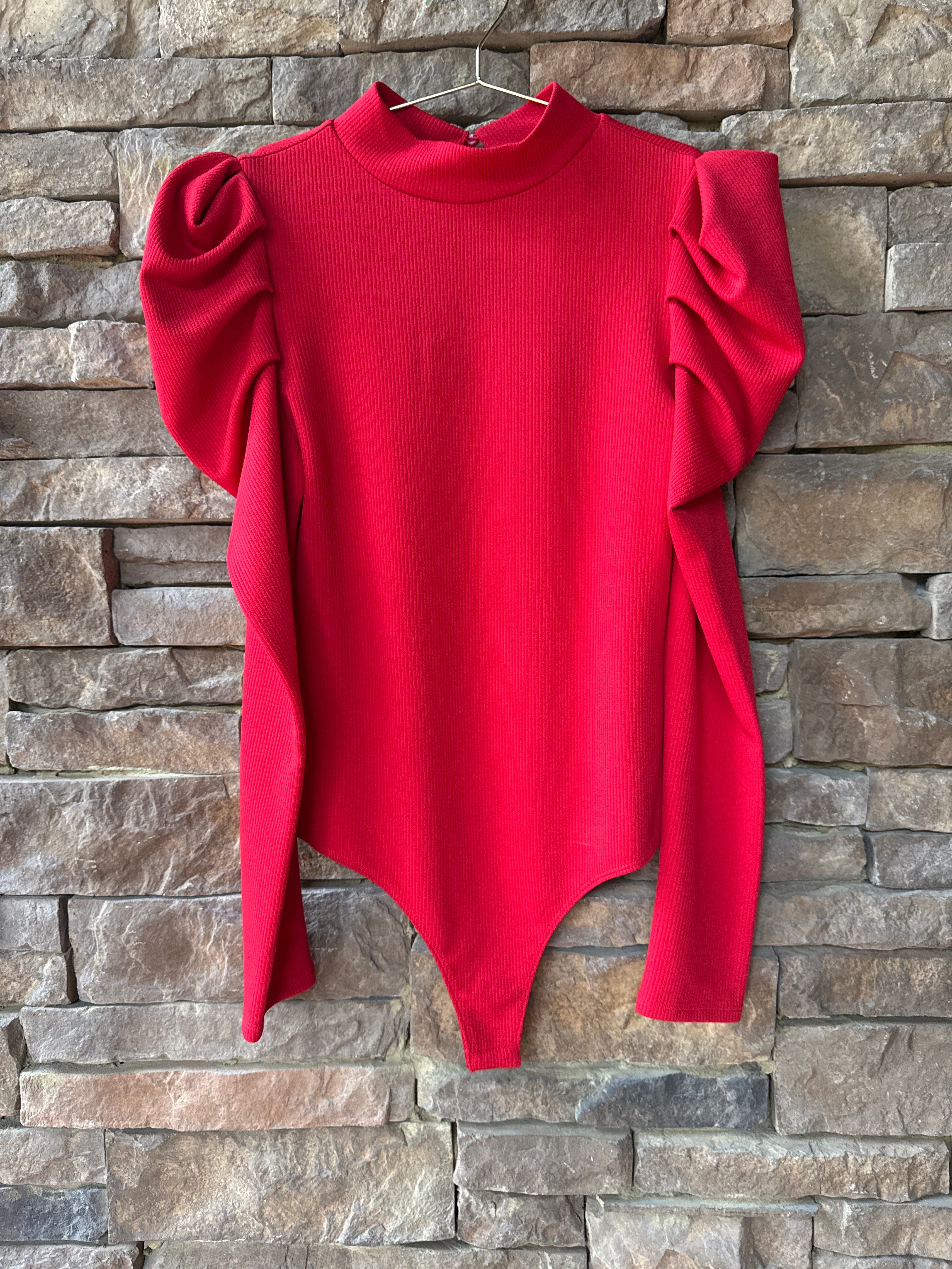 TCEC Red LS Body Suit Puff Sleeve L