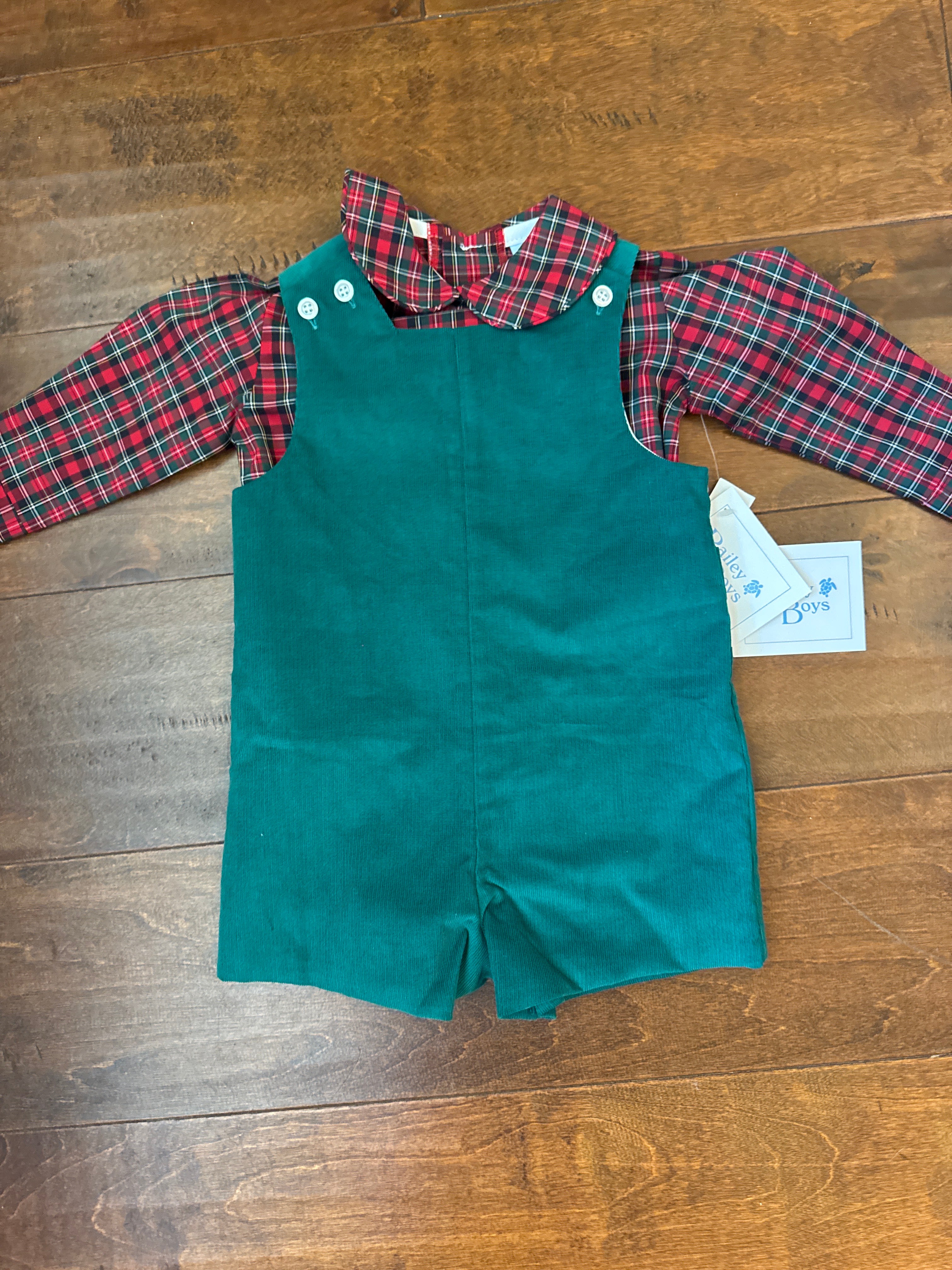 Bailey Boys Jon Jon Short Tab Mistletoe Plaid 12m