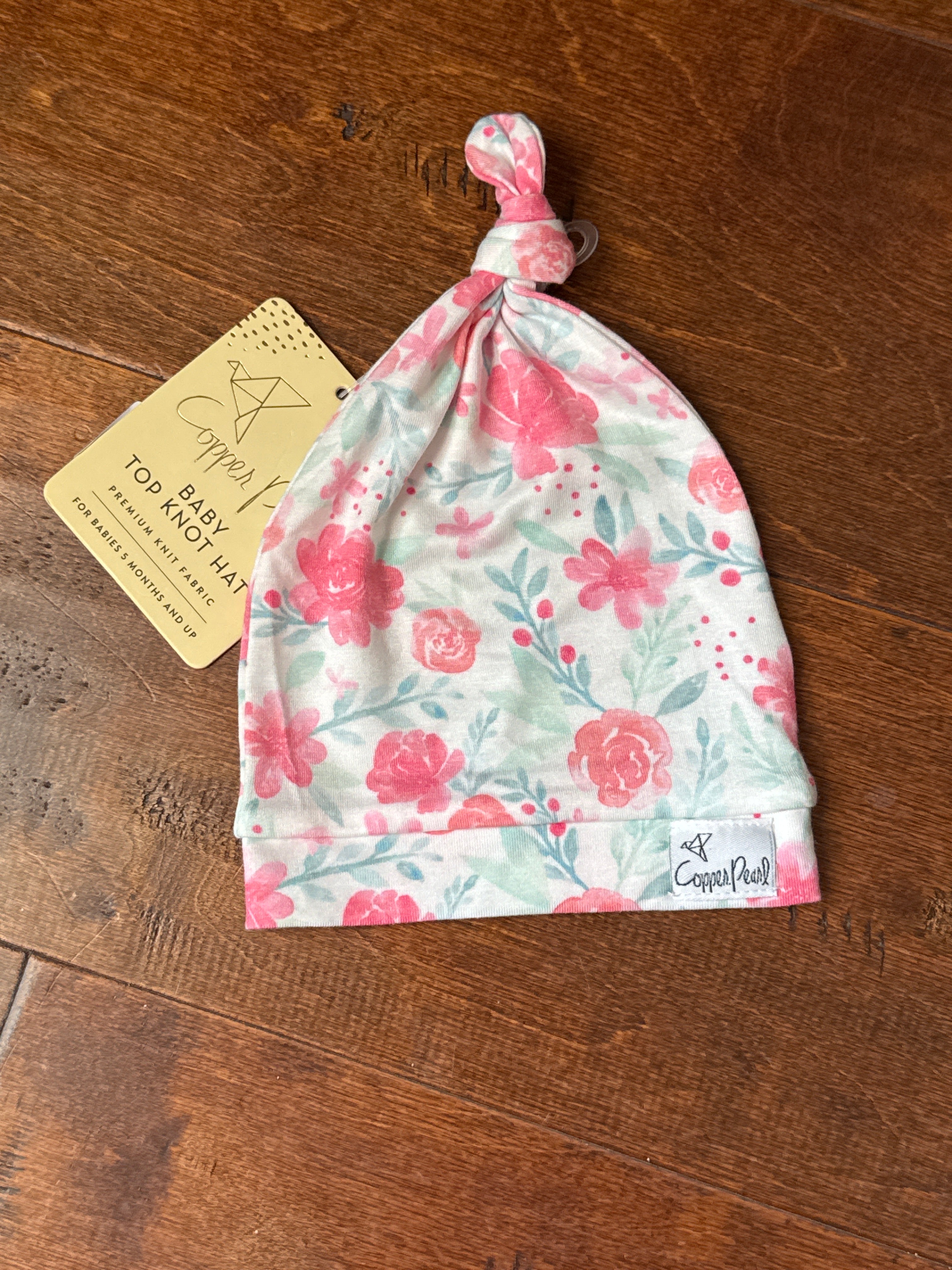 Copper Pearl Baby Top Knot Hat