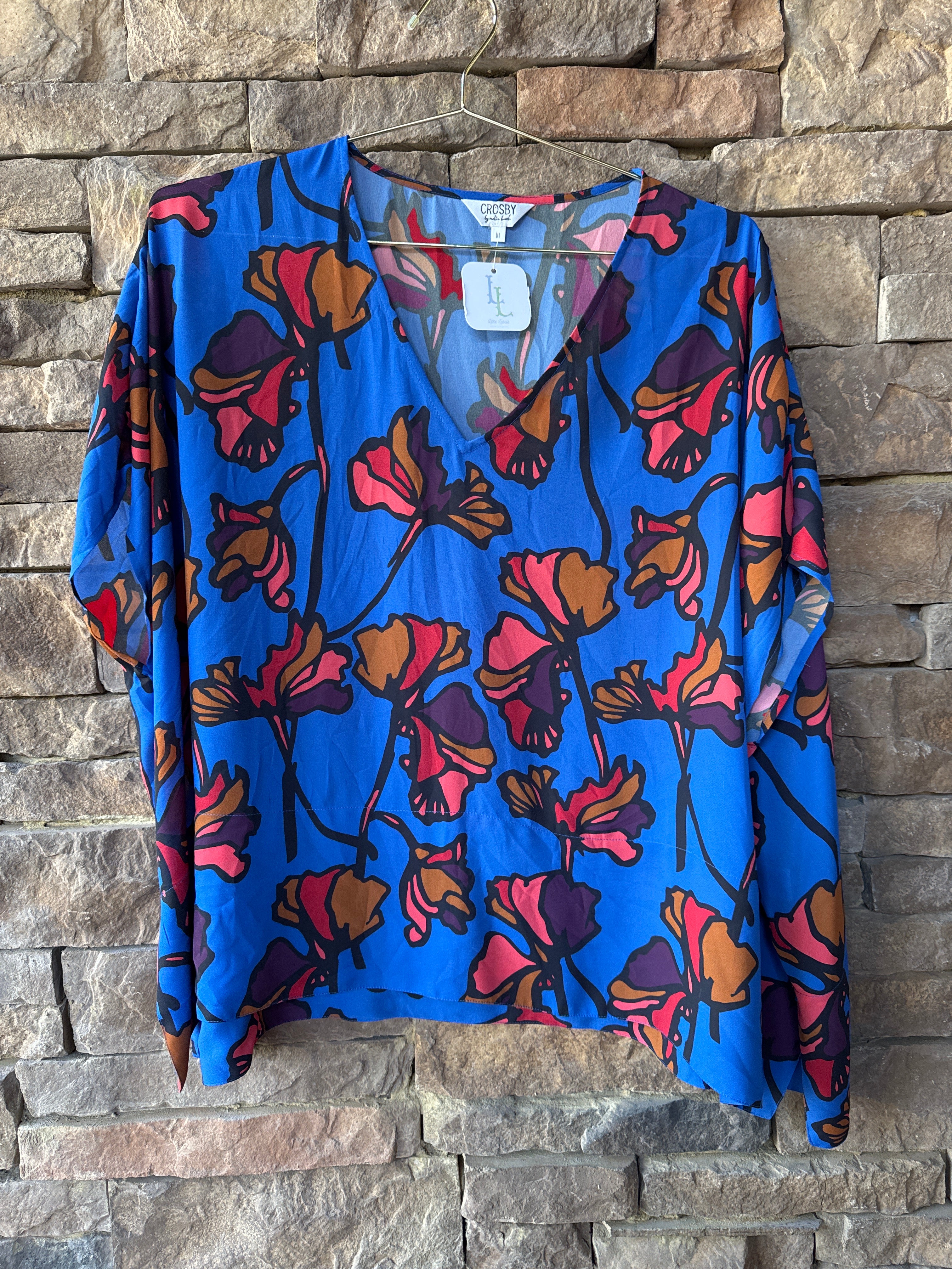 Crosby by Mollie Burch Martha Tunic Top Blouse Floral M
