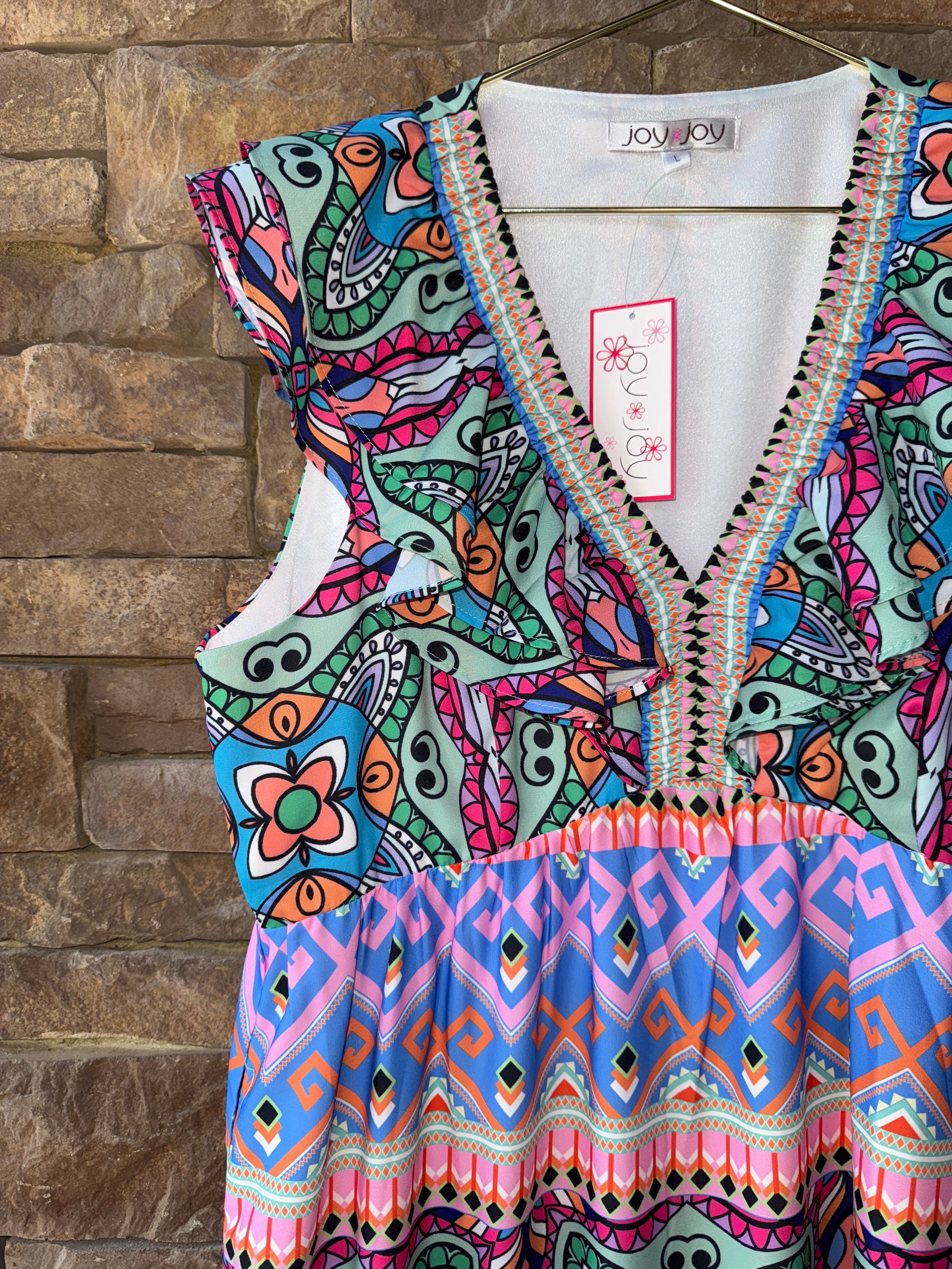 Joy Joy V Neck Maxi Wonder Aztec